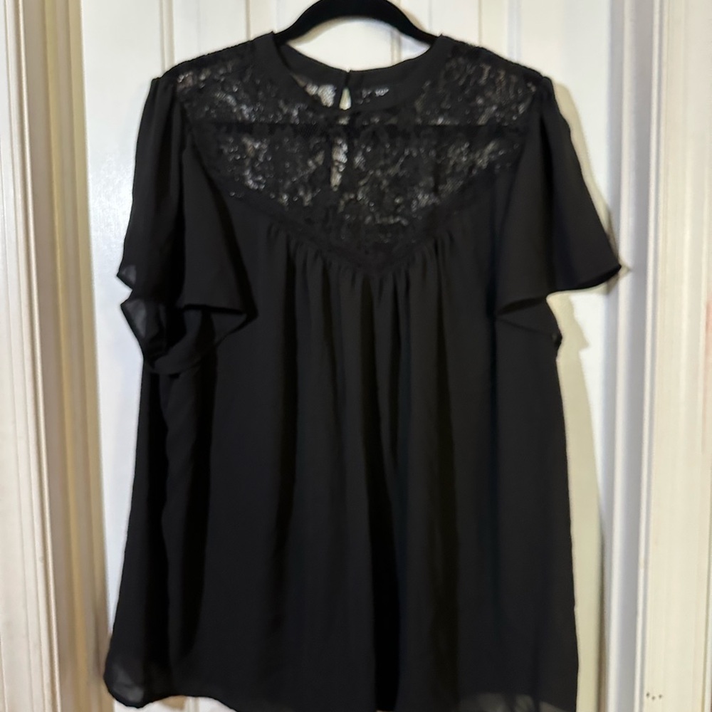 Torrid Black Lace Detail Blouse